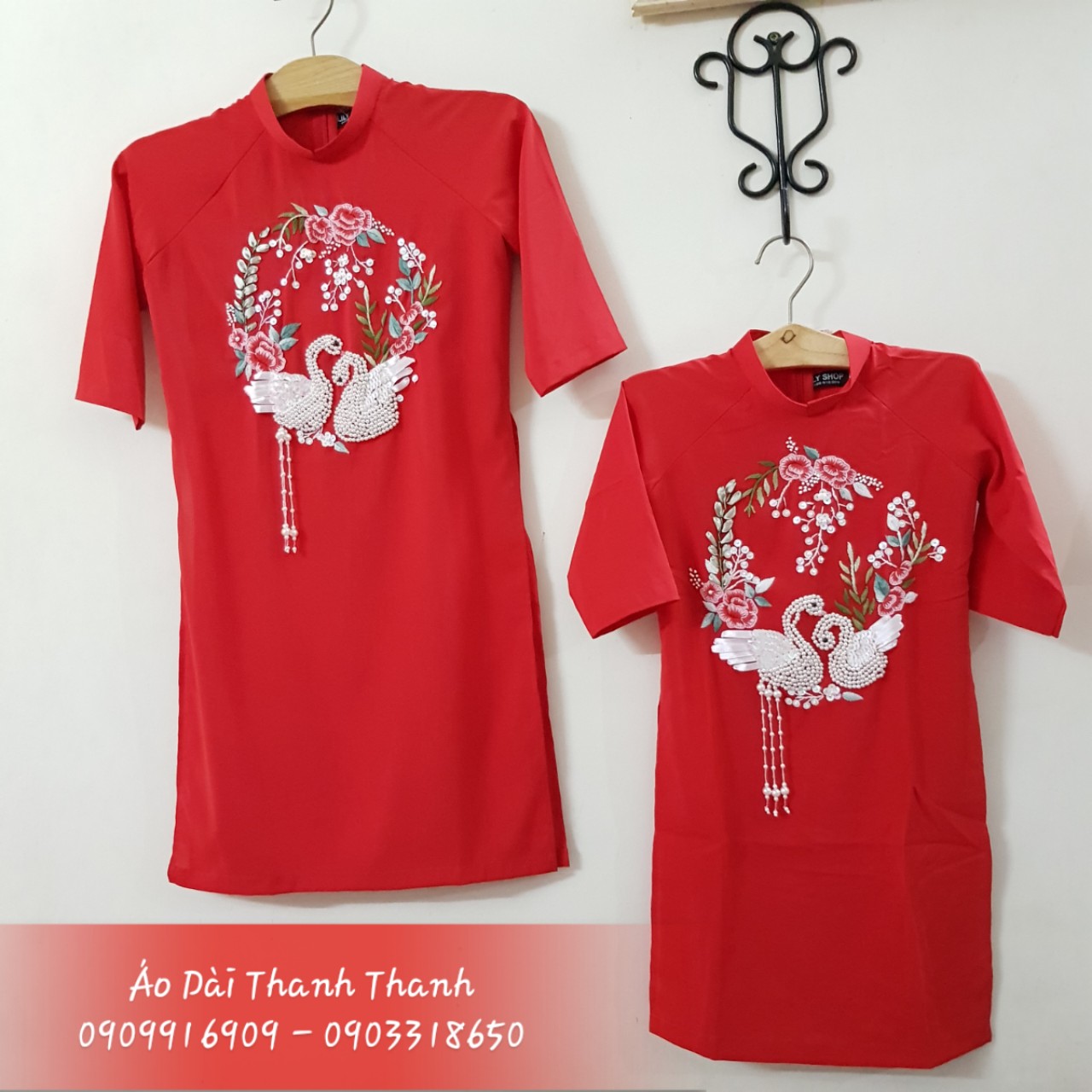 Áo Dài Thêu Ruy Băng Mẹ & Bé